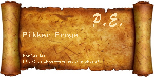 Pikker Ernye névjegykártya